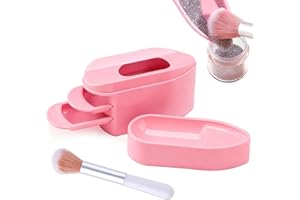 Furtherpretty 2 in 1 Dip Powder Recycling Tray System, Nail Dip Powder Storage Tray with Cleaning Brush, Container for Glitter, Sequins, Caviar Beads, Manicure Tool Kit for Home & Salon (Pink)
