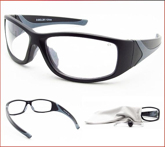 Safety rated Z87.1 sports sunglasses with Clear Polycarbonate lenses for cycling