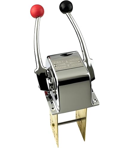 Seachoice Twin Lever Control For Boats - Chrome Brass Control With Red/Black Knobs, 8-5/16" Tall