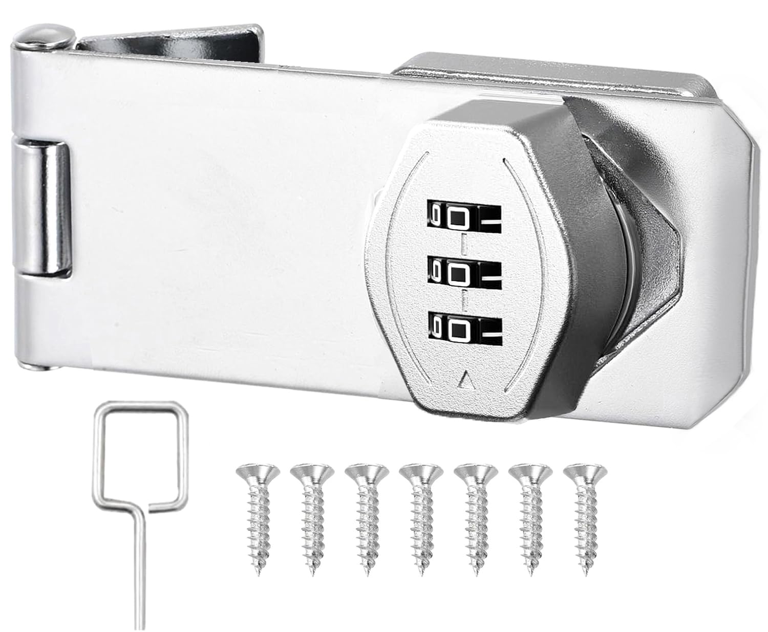 Litensh Security Cabinet Password Hasp Locks Latch, Stainless Steel Keyless Rotary Password Door Latch Lock for Gate Barn Door Garden Drawer Cupboard Bathrooms Fences (Silver, 3 Inch)