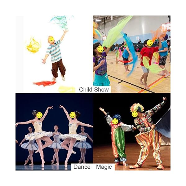 Rovtop 15Pcs Dance Scarves, Muti-color Square Juggling Silk Dance Scarves Magic Tricks Performance Props Accessories…