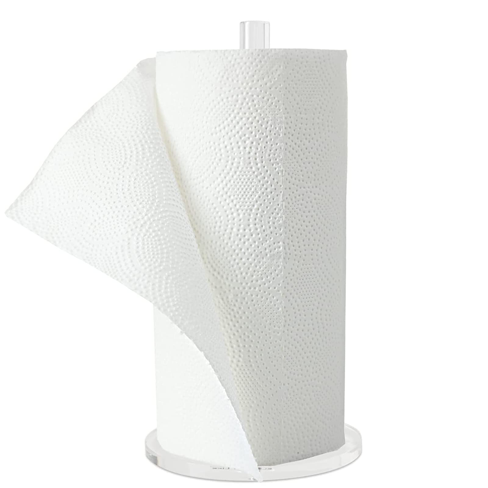 Photo 1 of WORHE Paper Towel Holder Countertop Clear Acrylic 5.9" Diameter Thickening Sturdy Base,for Kitchen Bathroom, Paper Towel Dispenser for Tear Tissue Roll 1 Pack (YGC001)