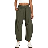 Caracilia Womens Barrel Wide Leg Hiking Pants High Waisted Baggy Summer Quick Dry Athletic Trousers with Pockets 2026