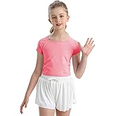 QBK 6Years to Youth Girls Crop Top Tee Shirts Short Sleeve Square Neck Cotton Basic Summer Tops Fitted T Shirt for Girls