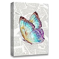 Canvas Wall Art Butterfly On The Newspaper Canvas Prints Home Artwork Decoration for Living Room,Bedroom - 12x18 inches