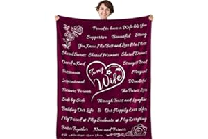 ButterTree Mothers Day Gifts from Husband, Mothers Day Gifts for Wife, to My Wife Blanket, Romantic Gifts for Her, Wife Gift Ideas, Wife Birthday Gifts from Husband, 65" x 50" (Red)