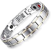 EMMORI Ultra Strength Magnetic Bracelet - 3,500 Gauss Per Magnet -Magnetic Bracelets for Men Woman - Adjustable Length -Pulseras Magneticas (Silver Gold)