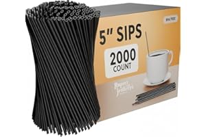 RUPERT AND JEOFFREY'S TRADING CO. [2,000 Count] 5 Inch Plastic Stirrer Straws Sticks (Black) Short Coffee Sip Straws