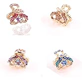 Ruihfas Mini Rhinestone Hair Claw Clips for Women Girls Hair Accessories Crystal Floral Jaw Claw Hair Clip Hairpins, 4-count