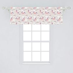 Ambesonne Rainbow Window Valance, Dreamy Unicorn