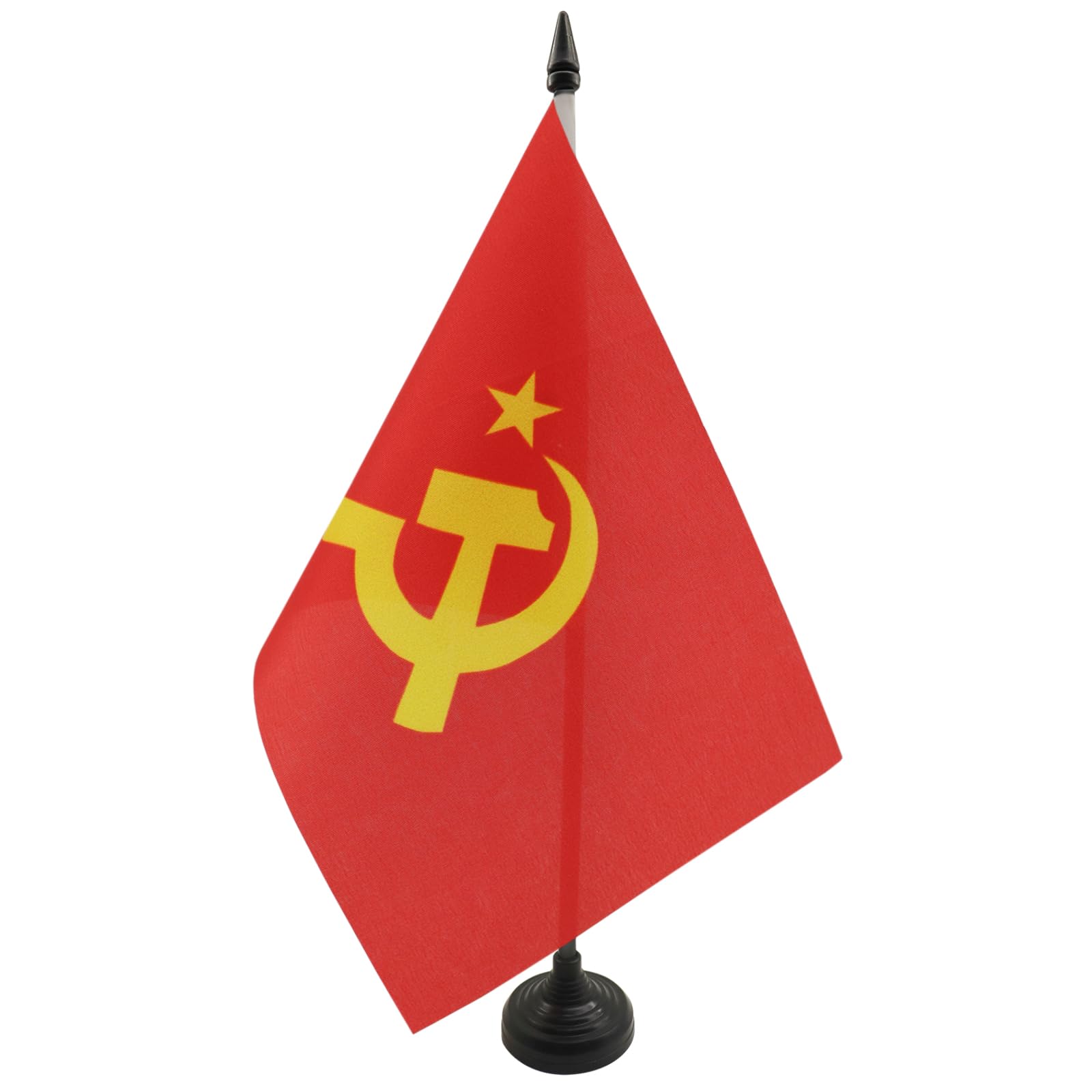 AZ FLAG USSR Central logo Table Flag 5'' x 8'' - Red comunist Office Decoration 100% Polyester 21 x 14 cm - Mini Desk Flag with Pole and Black Plastic Base