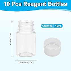 PATIKIL 10 Pcs 15ml Reagent Bottles, PET Wide Mouth