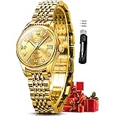 OLEVS Automatic Watches for Women Luxury Stainless Steel Gold and Silver Diamond Mechanical Dress Self Winding Date Waterproof Wrsit Watches for Ladies