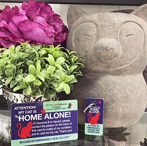 My CAT Is HOME ALONE Pet Alert Emergency ICE ID Plastic Wallet Card and Keytag (Qty. 1) - Thumbnail 3