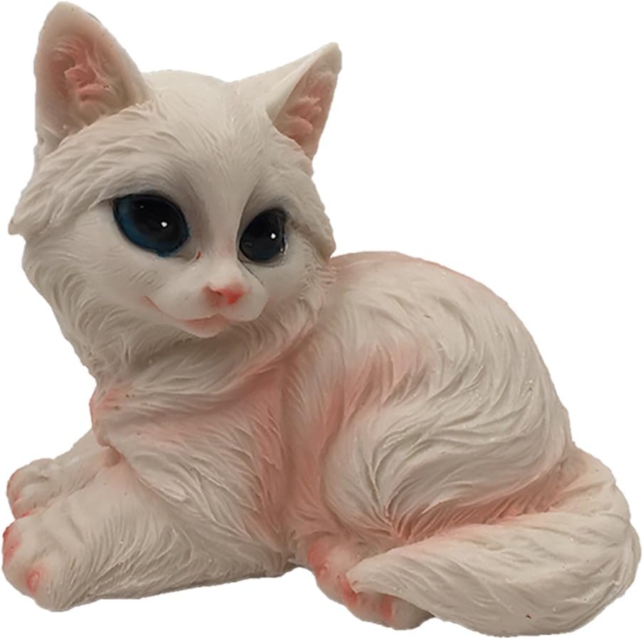 Notrefly Cat Figure,Handmade Resin White Simulation Of Statue,Cat Figurine For Home And Garden,Ornament,Cat Gift Colletion For Cat Lovers And Kids,For Crazy Cat Lady