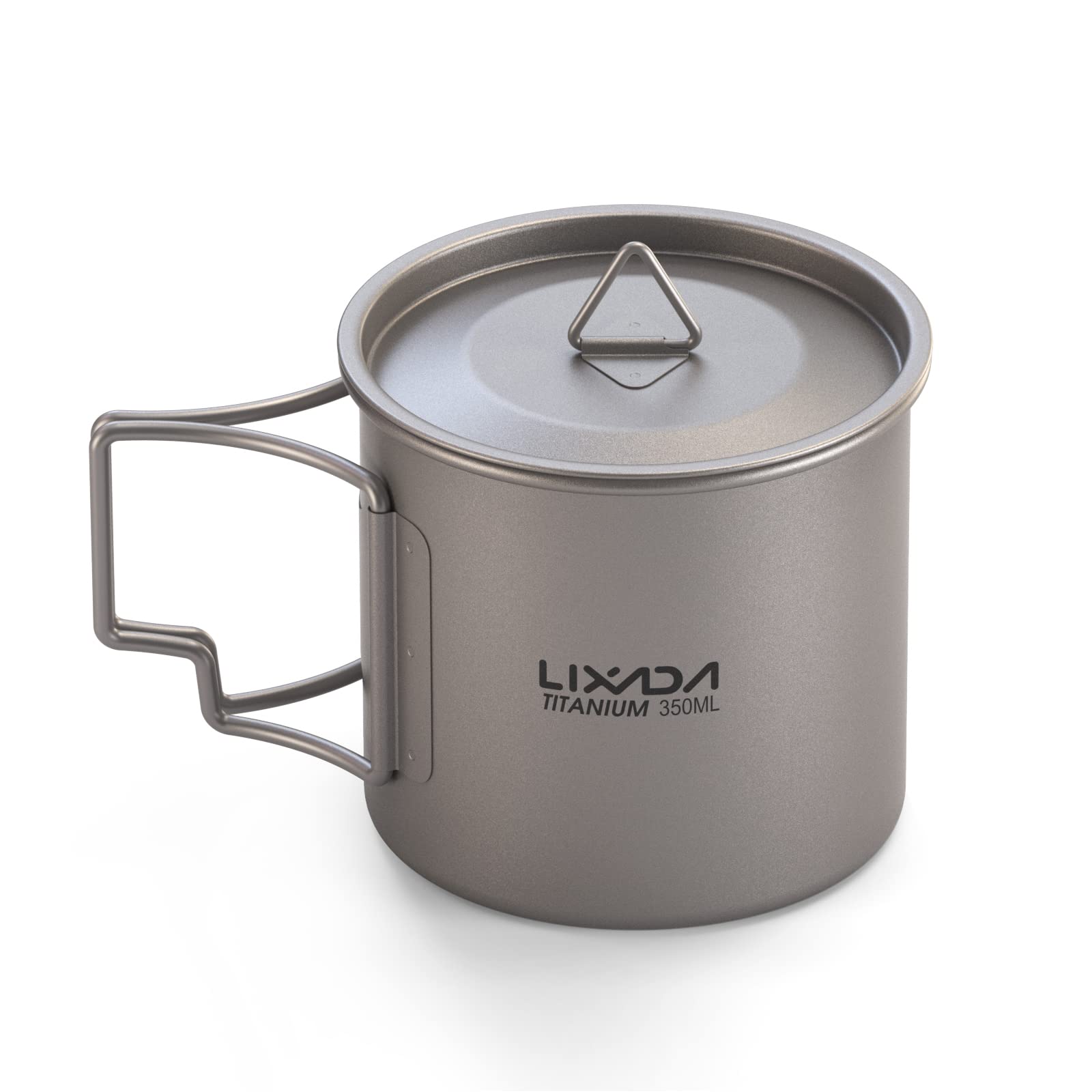 Lixada Ultralight Titanium Portable Titanium Water Cup with Lid and Folding Handle Outdoor Camping Kitchen Picnic