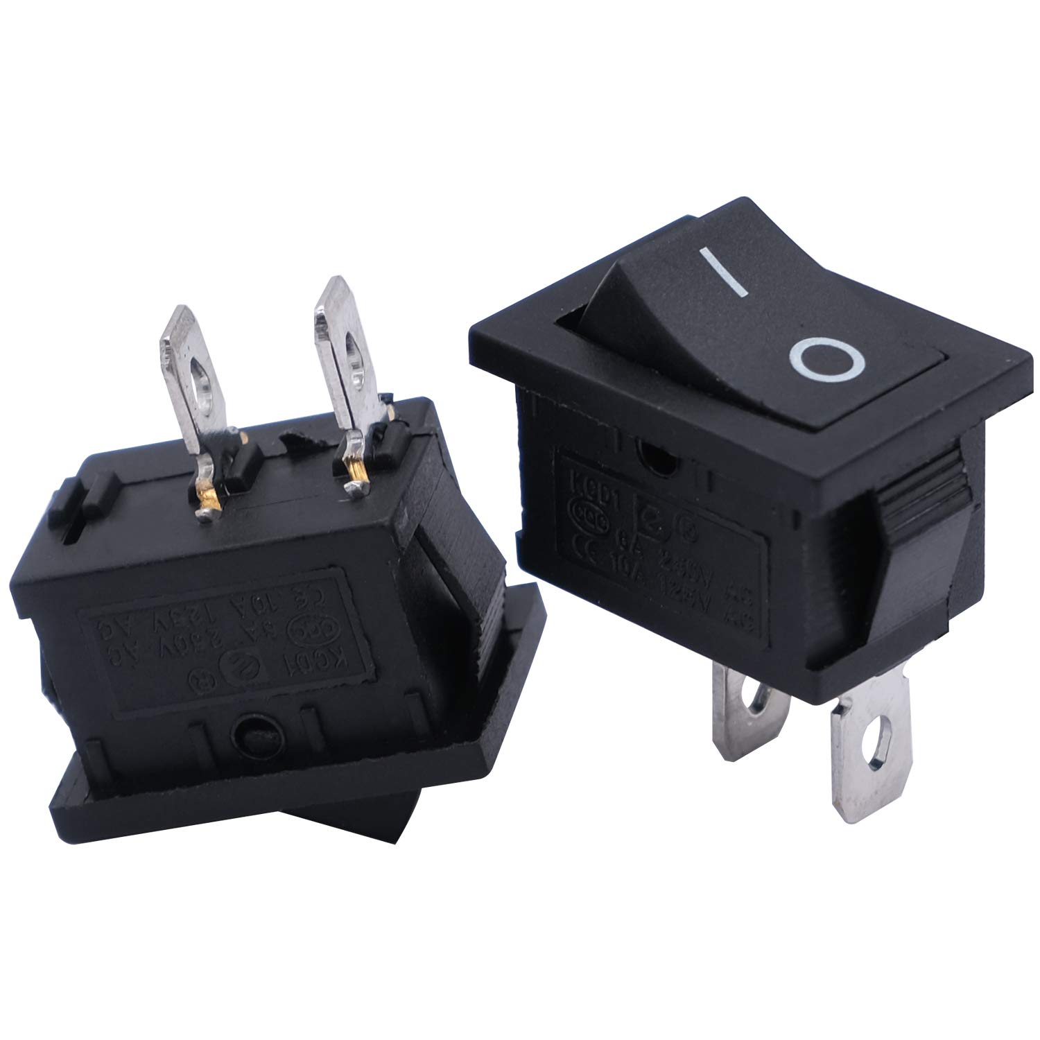 mxuteuk 8pcs Mini Black Rocker Switch ON-OFF 2Pin Rectangle Rocker Switch Button SPST Snap-in Boat Car Rocker Toggle Switch Power AC 250V 6A 125V 10A KCD1 Rocker Switches MXU1-1-101