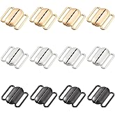 PH PandaHall 12 Sets 3 Colors Bra Closure Clasps, 0.7 Inch Front Closing Bikini Clasp Clicker Closure Bikini Hook Closure Garment Clasps Bra Buckle for Sewing Lingerie Swimsuit, Golden/Platinum/Black