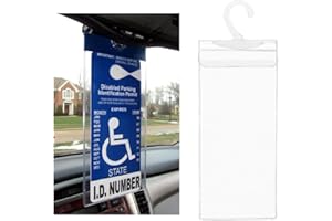 Gasedin Handicap Placard Holder, 11.6"×5" Ultra Transparent Parking Permit Placard Protector, Disabled Parking Sign Protective Cover with Large Hook, Universal Car Accessories (1 PCS)
