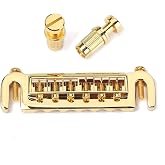 Alnicov Roller Bridge Saddle Tailpiece Combo Adjustable Wraparound Bridge for Les Paul LP Style Electric Guitar Gold