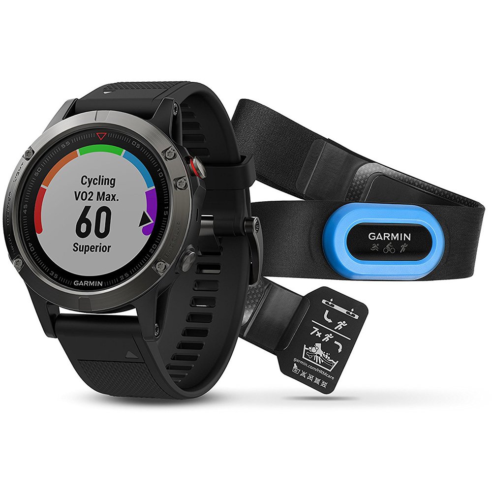 Garmin fenix 5 Wearable Performer Bundle / Premium HRM-Run Brustgurt grey/black 2017 bike computer with heart rate monitor