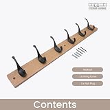 keypak 6 Matte Black Coat Hooks on Ash Board 68cm Modern Wall Mounted Rack view 4