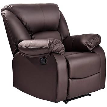 RECLINER ARMCHAIR LEATHER PADDED ERGONOMIC COMFORT MANUAL RECLINING