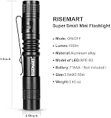 RISEMART Mini Torch Pocket Clip Waterproof 3.5" Ultra Bright LED Flashlight AAA view 3