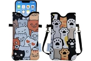 Tainada Men Women Neoprene Phone Sleeve Pouch Case Bag with Crossbody Strap/Neck Lanyard for iPhone 16/15/14 Pro Max, 16/15/1