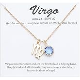 TGOLM 14k Gold Plated Zodiac Birthstone Crystal Pendant Necklace, Horoscope Sign Charm Necklace for Women Birthday Gift
