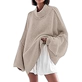 Saodimallsu Womens Oversized Sweaters Mock Neck Batwing Long Sleeve 2026 Fall Trendy Ribbed Knit Casual Tunic Sweater