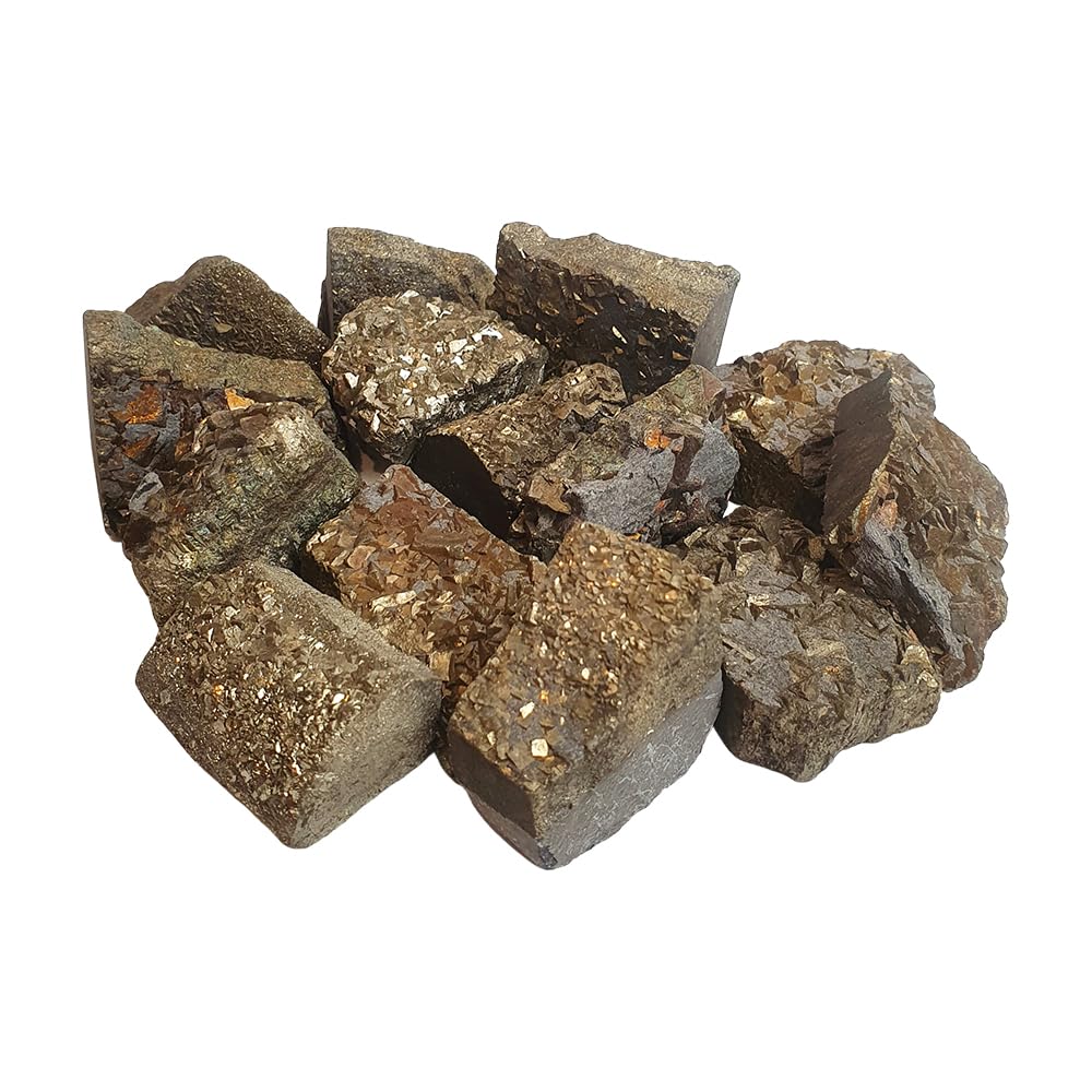 VIE Raw Rough Cut Crystals, 50-100g, Pack of 6, Pyrite