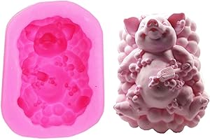 ANKTILY Bathing Pig Silicone Mold for Soap Candle Fondant Chocolate Candy Cake Decoration Baking Pastry Tools Resin Polymer Clay Mold