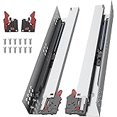 PHWALK 14 Inch Soft Close Undermount (Bottom Mount) Drawer Slides, 1 Pair Heavy Duty Stainless Steel Slides, Full Extension 100lb Capacity for Vanity Cabinets, Home Office Desks (14 Inch)