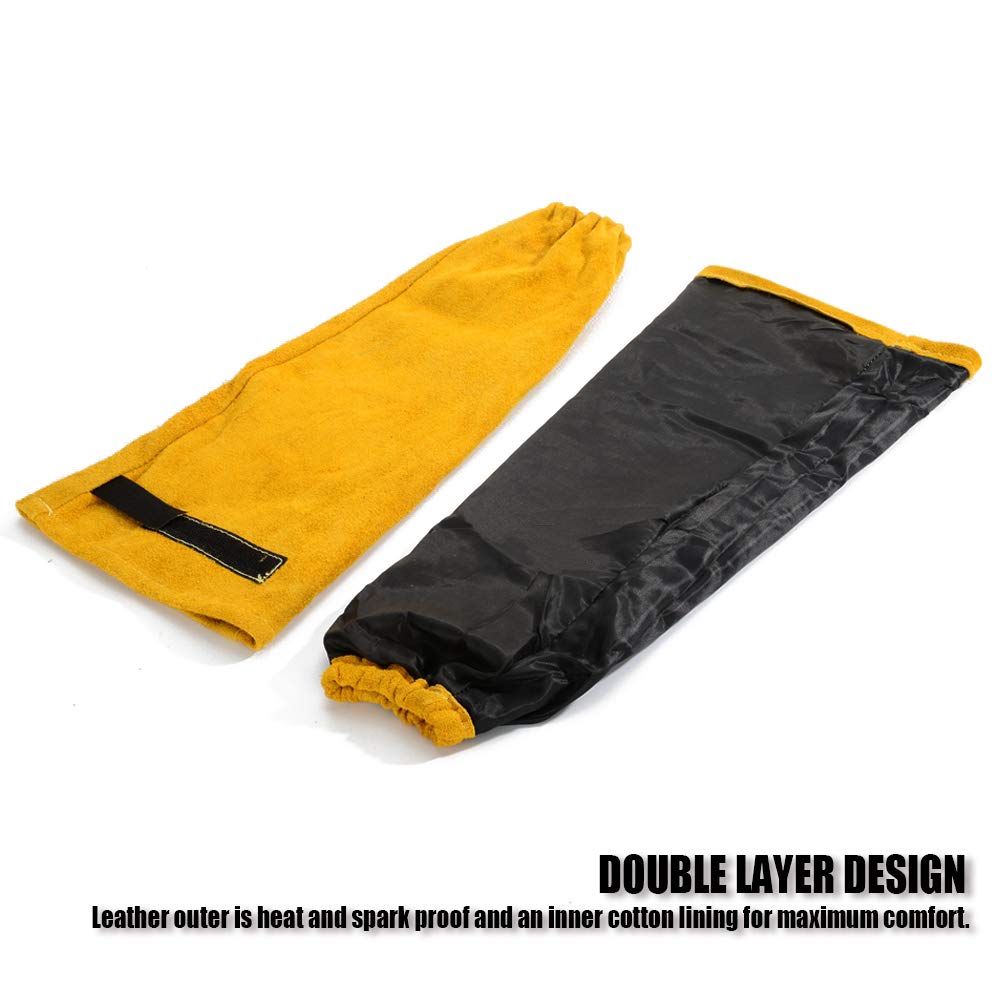 QeeLink Leather Welding Sleeves with Non-Stick Liner, Heat & Flame Resistant Arm Protection Gardening Sleeves - Image 4