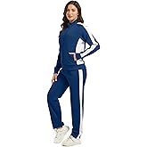 wiebdncj Women's Full Zip-Up Tracksuit Set Long Sleeve Casual Jogging Suits Workout Gym 2 Piece Outfits with Pockets