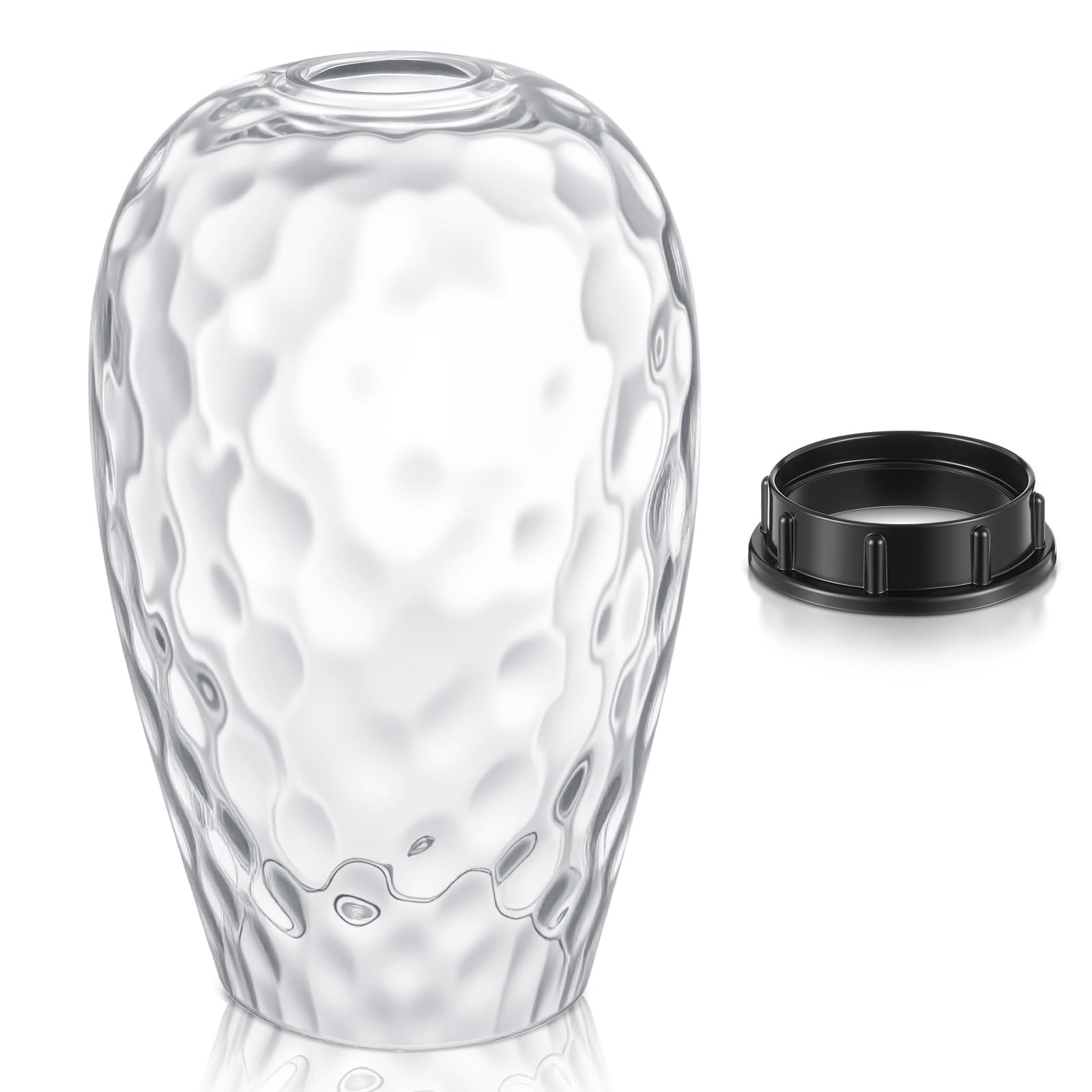 Photo 1 of Teenyyou 2 Set Oval Glass Lamp Shade 7.5" High x 4.7" Diameter Glass Pendant Light Fixtures Lampshade Replacement Compatible with E26 for Kitchen Island Ceiling Pendant(Transparent Hammer Pattern)