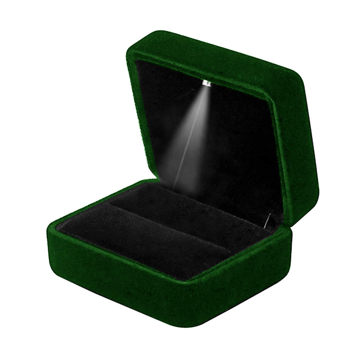 GBYAN Velvet Ring Box with LED Light Jewelry Display Gift Box for Proposal,Engagement, Wedding