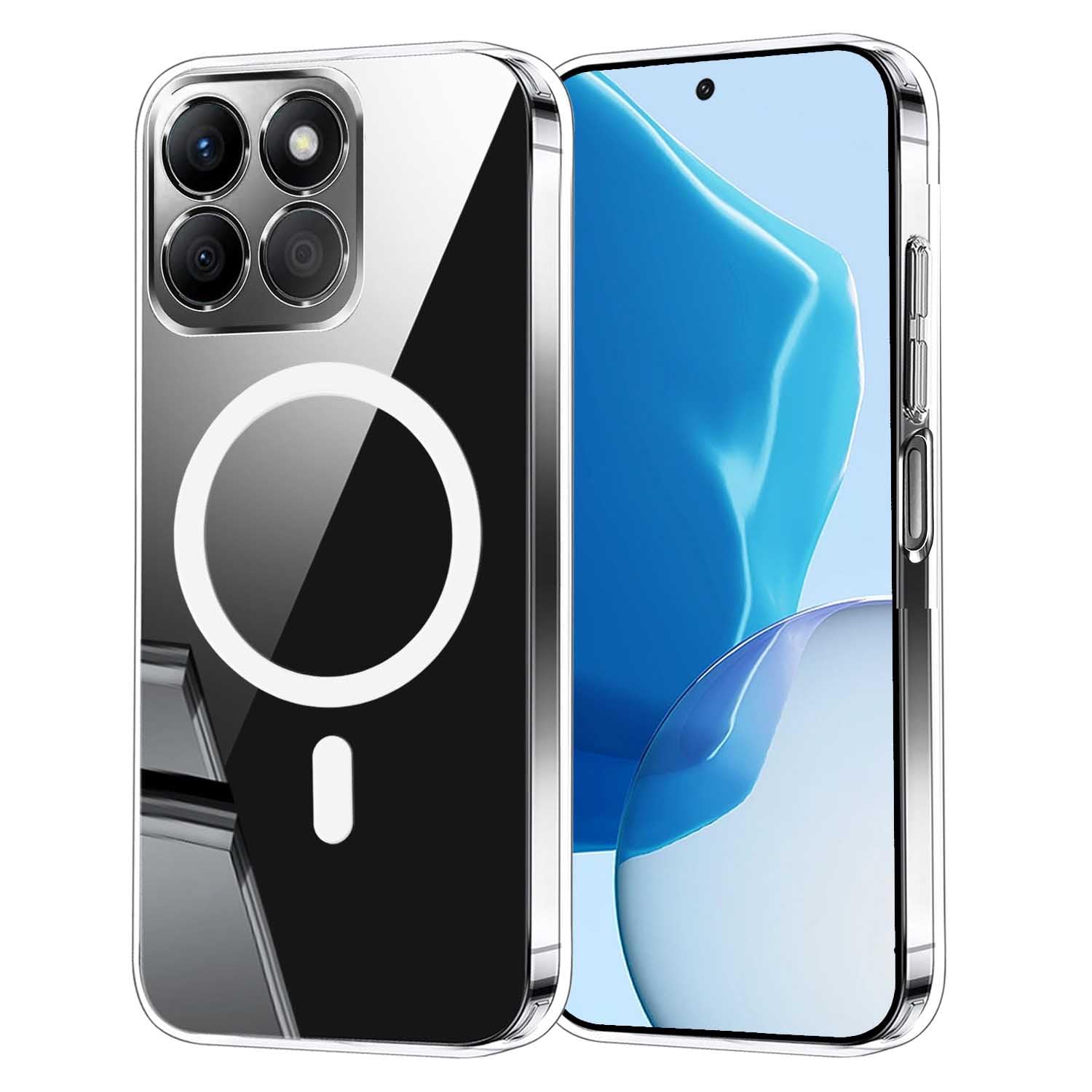 Cover for Honor X8B, Transparent Magnetic Case, Shockproof Anti-Scratch Ultra Slim Case with Hard PC + TPU Bumper, Clear