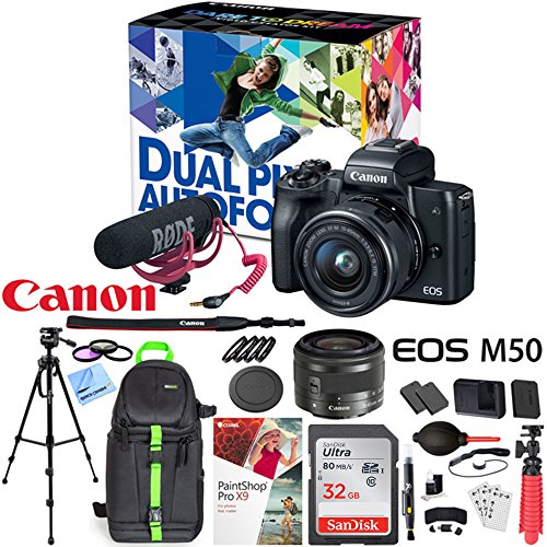 Canon EOS M50 Mirrorless Digital 4K Camera Video Creator Kit Bundle
