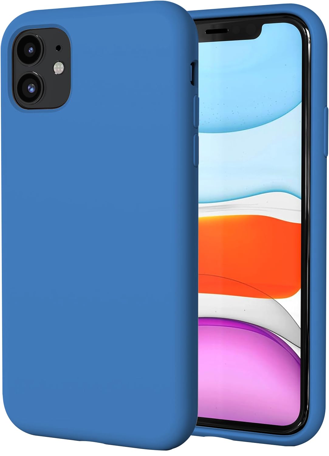 TAXXOE Silicone Case with iPhone 11 Case Soft Ultra Slim Protective Shockproof Liquid Silicone Phone Case,Anti-Scratch Microfiber Lining，6.1 inch-Official Blue — image 1
