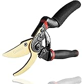 gonicc 8.5" Professional Rotating Bypass Titanium Coated Pruning Shears(GPPS-1014), Secateurs, Scissors, Pruners with Heavy Duty SK5 Blade. Soft Cushion Grip Handle for Everyone.