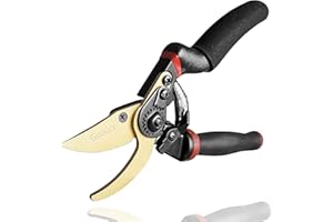 gonicc 8.5" Professional Rotating Bypass Titanium Coated Pruning Shears(GPPS-1014), Secateurs, Scissors, Pruners with Heavy Duty SK5 Blade. Soft Cushion Grip Handle for Everyone.
