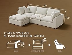 ohllob 110" Cloud Sectional Couches for Living