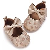 LAFEGEN Baby Girls Mary Jane Flats with Bownot Non Slip Soft Sole PU Leather Newborn Infant Toddler First Walker Cirb Dress Shoes