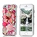 iPhone SE Case, iPhone 5S Case, iPhone 5 Case, Mavis's Diary 3D Handmade Bling Crystal Butterfly and Colorful Flowers Rhinestone Diamond with Hard Case Cover Pink Flower Rhinestone Butterfly
