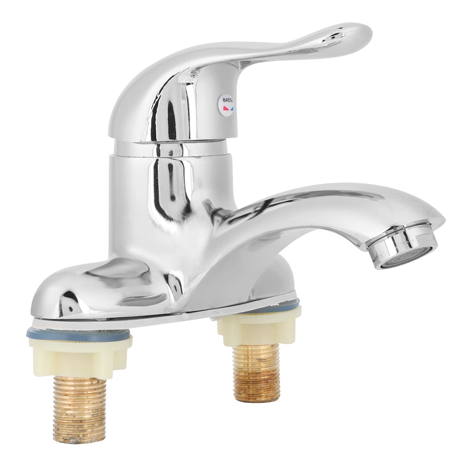 Basin Mixer Tap, G1/2 Polished Chrome Single Lever Double Basin Faucet Hot and Cold Water Mixer with Ceramic Cartridge for Bathroom Sink Lavatory Home Installation