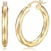 14K Gold Hoop Earrings For Women Trendy Gold Earrings Classic Line Shiny Polished Hypoallergenic Hoop Earring for Women