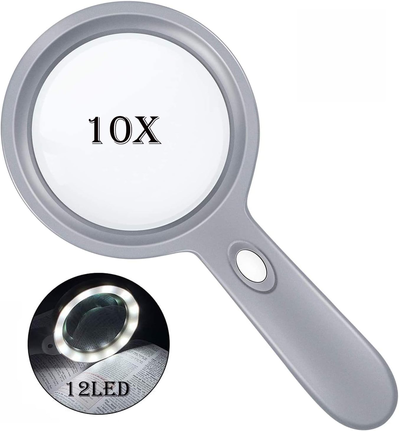 Amazon Com 10x Handheld Magnifying Glass Lighted Reading Magnifier With 12 Led Lights Large And Real Magnifying Lens For Macular Degeneration Seniors Reading Soldering Inspection Coins Office Products