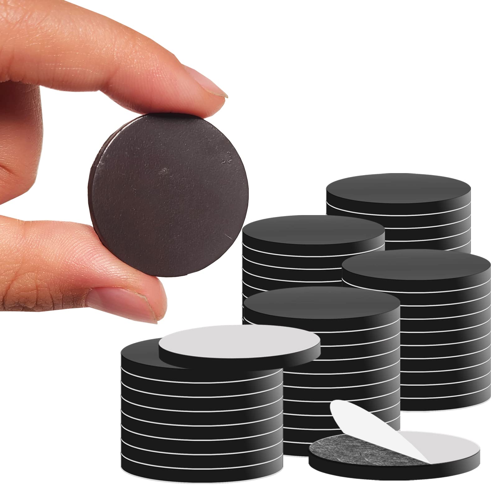 Photo 1 of Round Small Magnet Dots with Adhesive Backing for Crafts DIY School Office Home Flexible Circle Magnetic Dot with Self Adhesive Alternative to Magnets Tape Sheet 50 PCS 25mm (Diameter 1.0”X 0.08”)